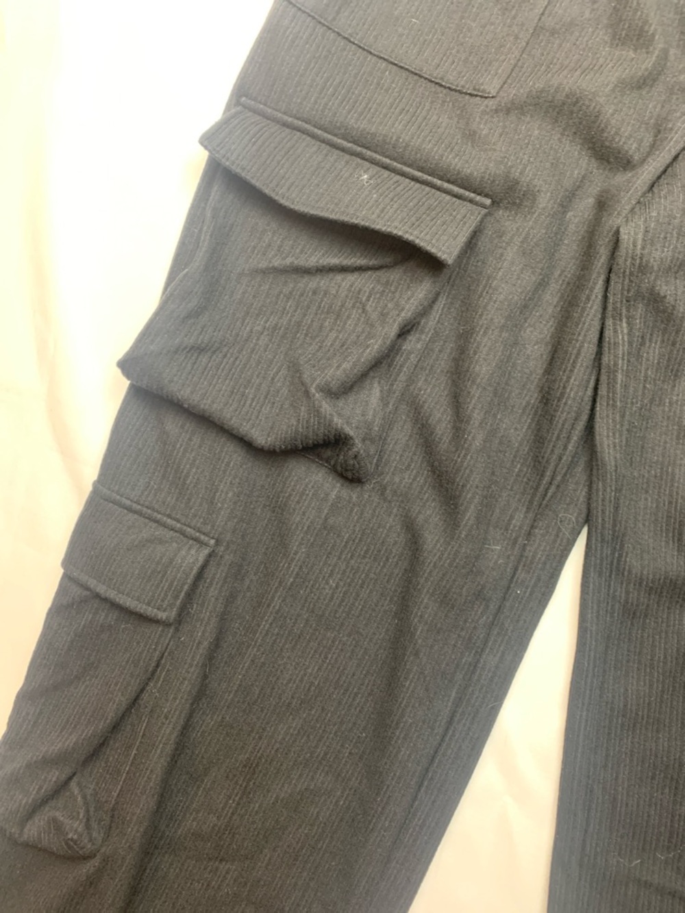 Halara size large new Black Wide-Leg Cargo Pants velour Ribbed casual relaxed - Picture 8 of 12